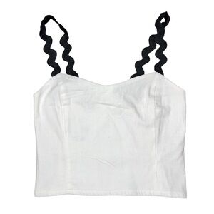 Thirty Thirty LA Crop Tank Top White Black Smocked Women’s Small NWT